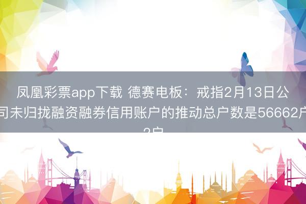 凤凰彩票app下载 德赛电板：戒指2月13日公司未归拢融资融券信用账户的推动总户数是56662户