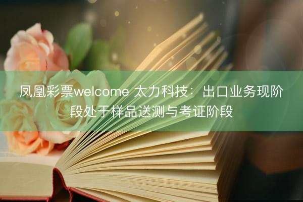 凤凰彩票welcome 太力科技：出口业务现阶段处于样品送测与考证阶段