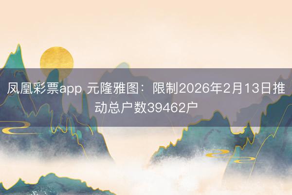 凤凰彩票app 元隆雅图：限制2026年2月13日推动总户数39462户