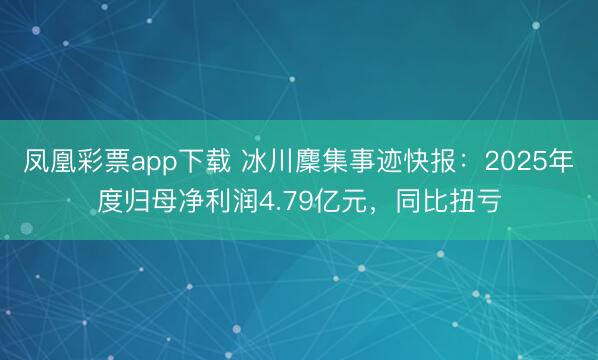 凤凰彩票app下载 冰川麇集事迹快报：2025年度归母净利润4.79亿元，同比扭亏