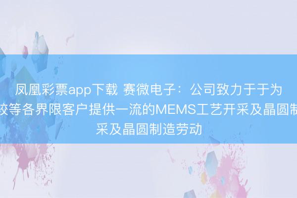 凤凰彩票app下载 赛微电子：公司致力于于为通讯计较等各界限客户提供一流的MEMS工艺开采及晶圆制造劳动