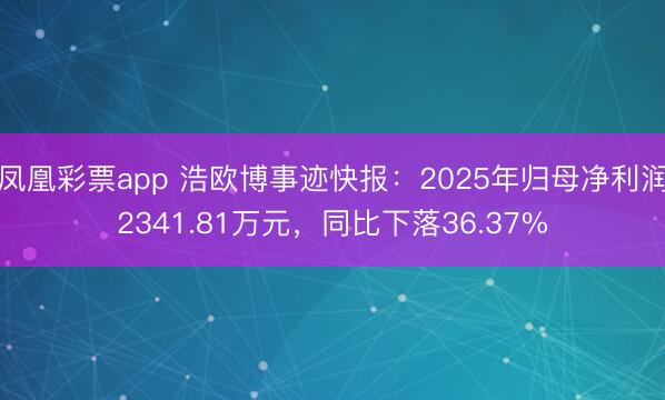 凤凰彩票app 浩欧博事迹快报：2025年归母净利润2341.81万元，同比下落36.37%