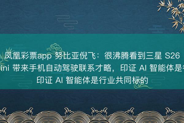 凤凰彩票app 努比亚倪飞:很沸腾看到三星 S26 系列与 Gemini 带来手机自动驾驶联系才略,印证 AI 智能体是行业共同标的