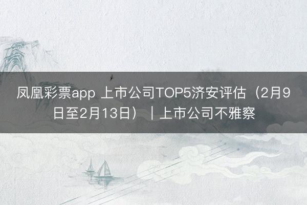 凤凰彩票app 上市公司TOP5济安评估(2月9日至2月13日)|上市公司不雅察