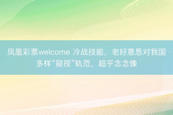 凤凰彩票welcome 冷战技能，老好意思对我国多样“窥视”轨范，超乎念念像