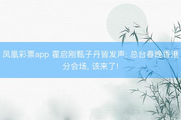 凤凰彩票app 霍启刚甄子丹皆发声: 总台春晚香港分会场, 该来了!